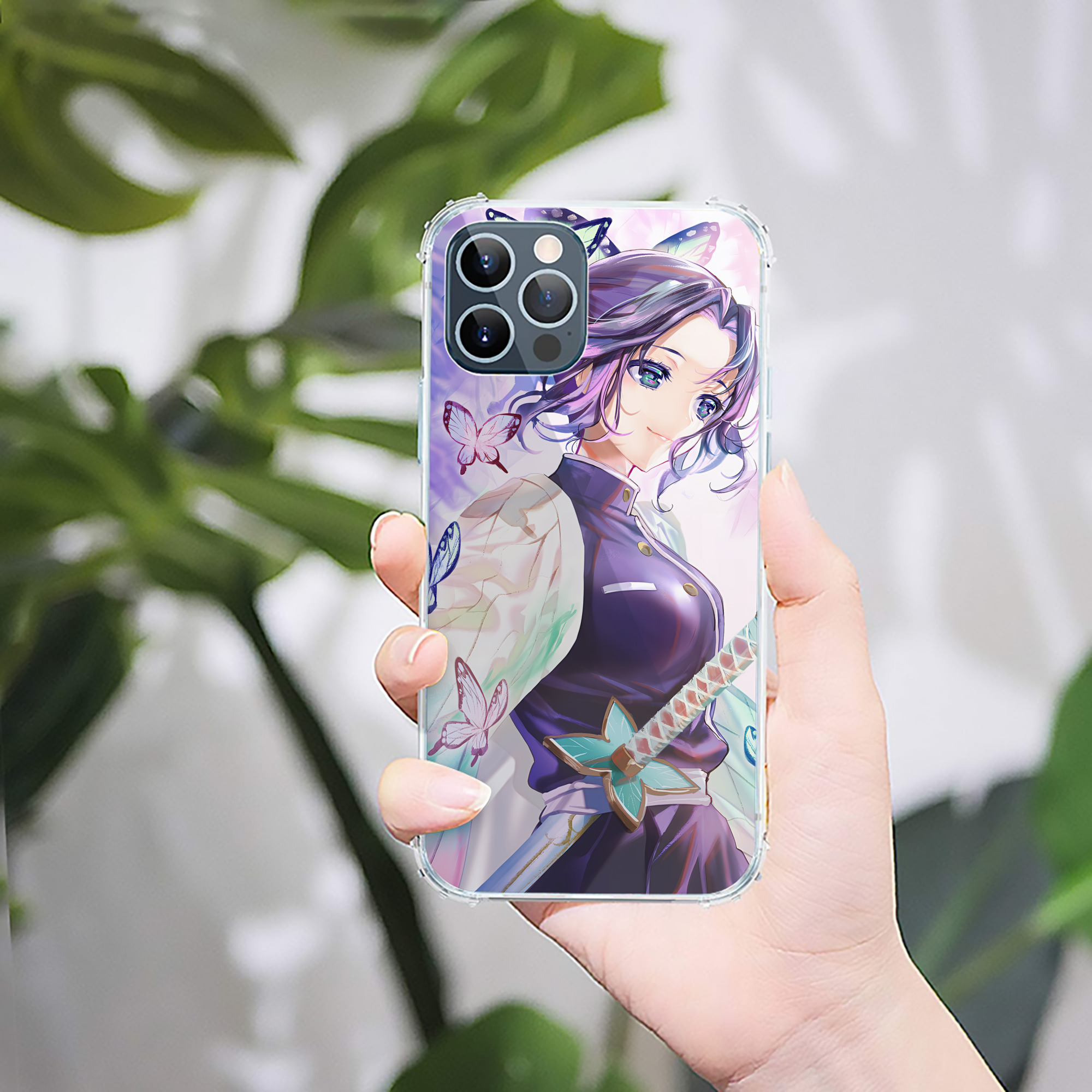 （画像用） 鬼滅の刃（きめつのやいば）蟲柱-胡蝶 しのぶ／こちょう しのぶ Kochou Shinobu 【iPhone 12シリーズ対応】透明スマホケース（クリアソフトケース）